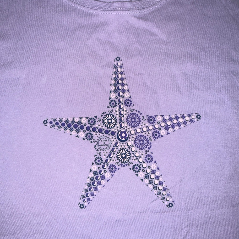 Life Is Good Graphic Tee XXL Purple Starfish Mosaic Crusher Short Sleeve T-Shirt